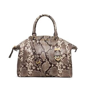 Michael Kors Large Embossed Leather Satchel Snakeskin